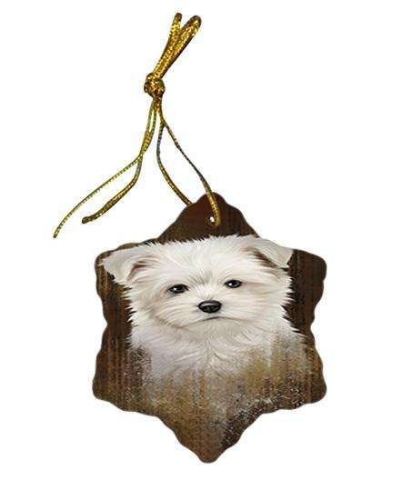 Rustic Maltese Dog Star Porcelain Ornament SPOR50426