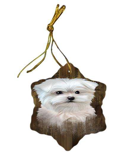 Rustic Maltese Dog Star Porcelain Ornament SPOR50427