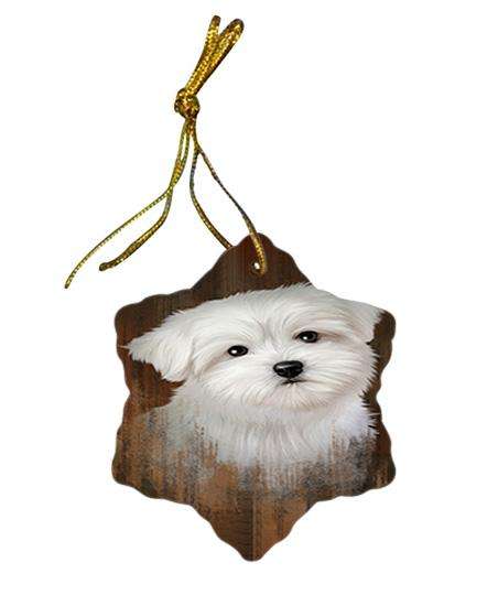 Rustic Maltese Dog Star Porcelain Ornament SPOR50428