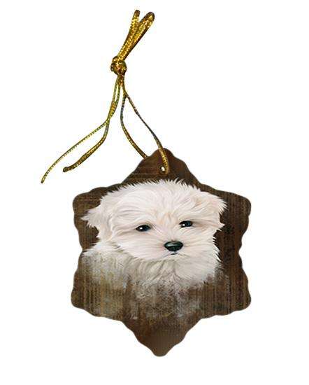 Rustic Maltese Dog Star Porcelain Ornament SPOR50429