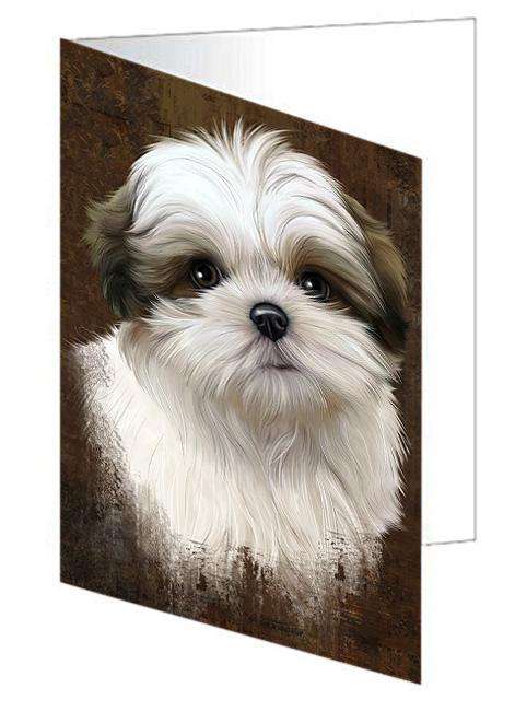 Rustic Malti Tzu Dog Handmade Artwork Assorted Pets Greeting Cards and Note Cards with Envelopes for All Occasions and Holiday Seasons GCD67397