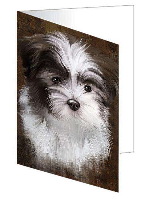 Rustic Malti Tzu Dog Handmade Artwork Assorted Pets Greeting Cards and Note Cards with Envelopes for All Occasions and Holiday Seasons GCD67400