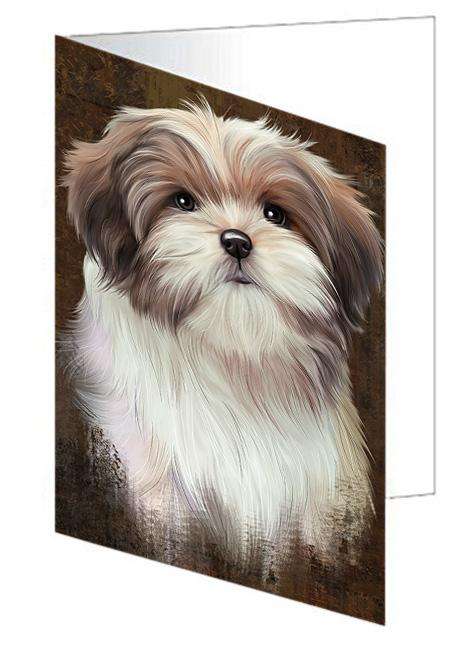 Rustic Malti Tzu Dog Handmade Artwork Assorted Pets Greeting Cards and Note Cards with Envelopes for All Occasions and Holiday Seasons GCD67403
