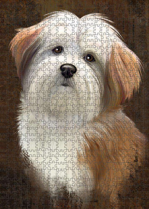 Rustic Malti Tzu Dog Puzzle with Photo Tin PUZL84976