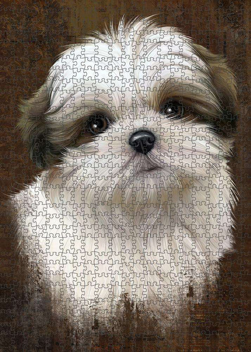 Rustic Malti Tzu Dog Puzzle with Photo Tin PUZL84980