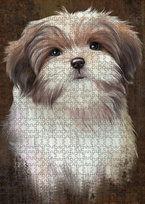 Rustic Malti Tzu Dog Puzzle with Photo Tin PUZL84988
