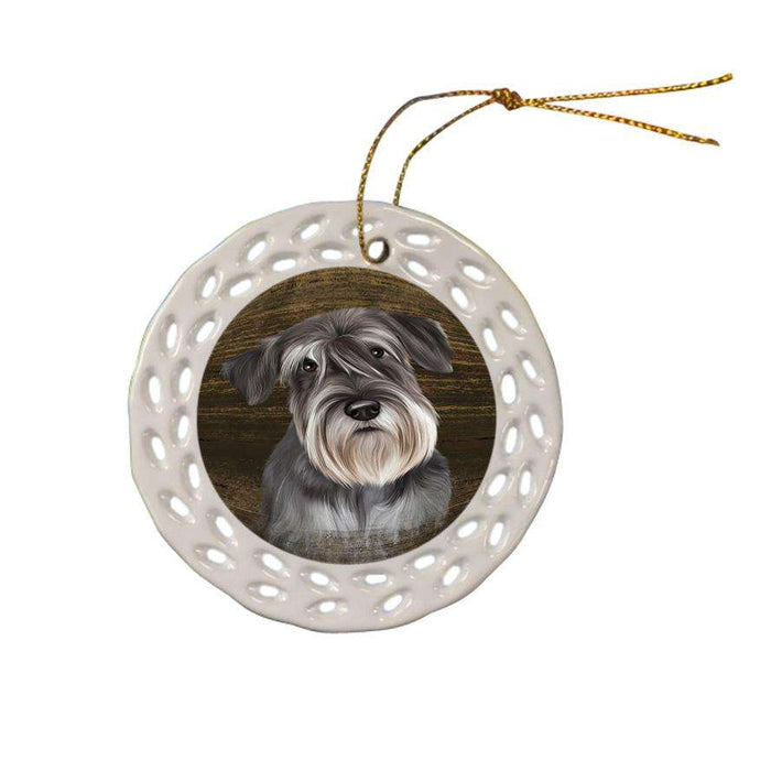Rustic Miniature Schnauzer Dog Ceramic Doily Ornament DPOR50575