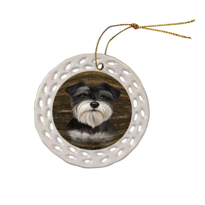 Rustic Miniature Schnauzer Dog Ceramic Doily Ornament DPOR50576