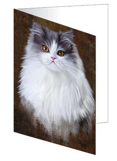 Rustic Persian Cat Handmade Artwork Assorted Pets Greeting Cards and Note Cards with Envelopes for All Occasions and Holiday Seasons GCD67409