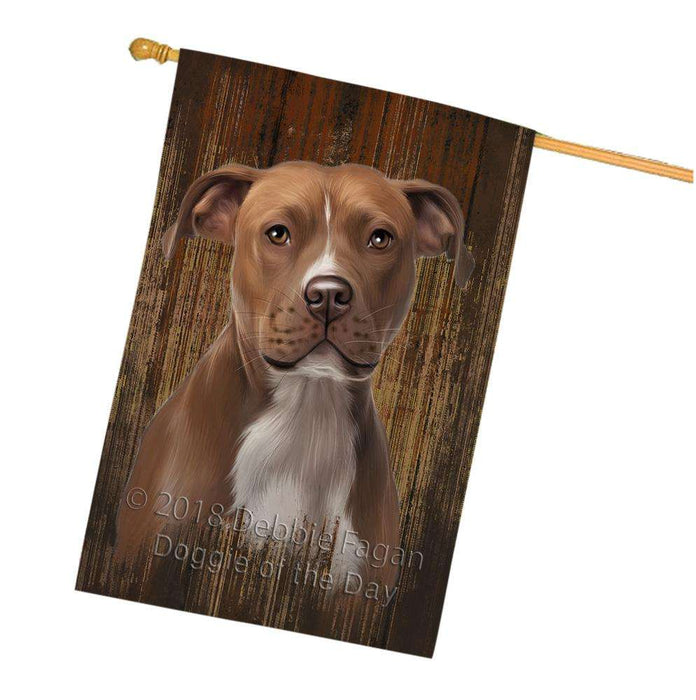 Rustic Pit bull Dog House Flag FLG50606