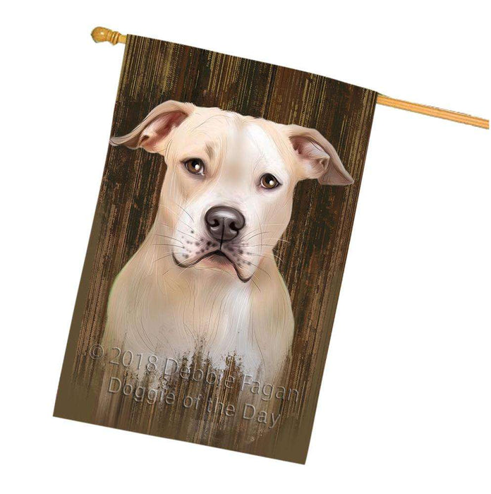 Rustic Pit bull Dog House Flag FLG50609