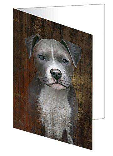 Rustic Pit Bull Dog Handmade Artwork Assorted Pets Greeting Cards and Note Cards with Envelopes for All Occasions and Holiday Seasons GCD49283