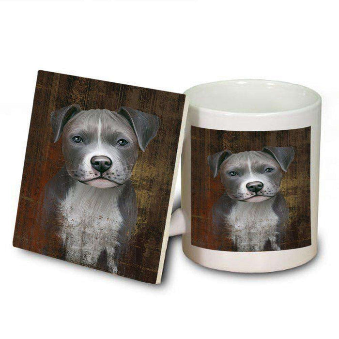 Rustic Pit Bull Dog Mug and Coaster Set MUC48226