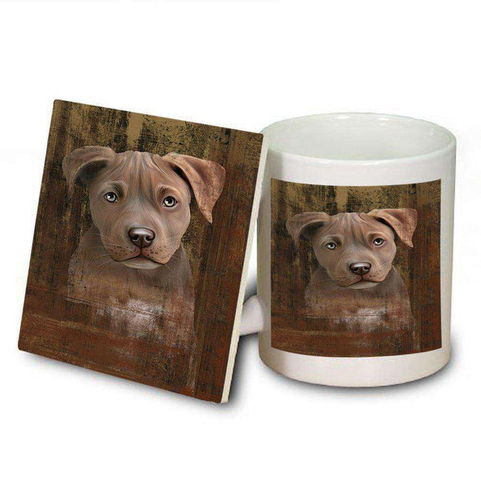 Rustic Pit Bull Dog Mug and Coaster Set MUC48227