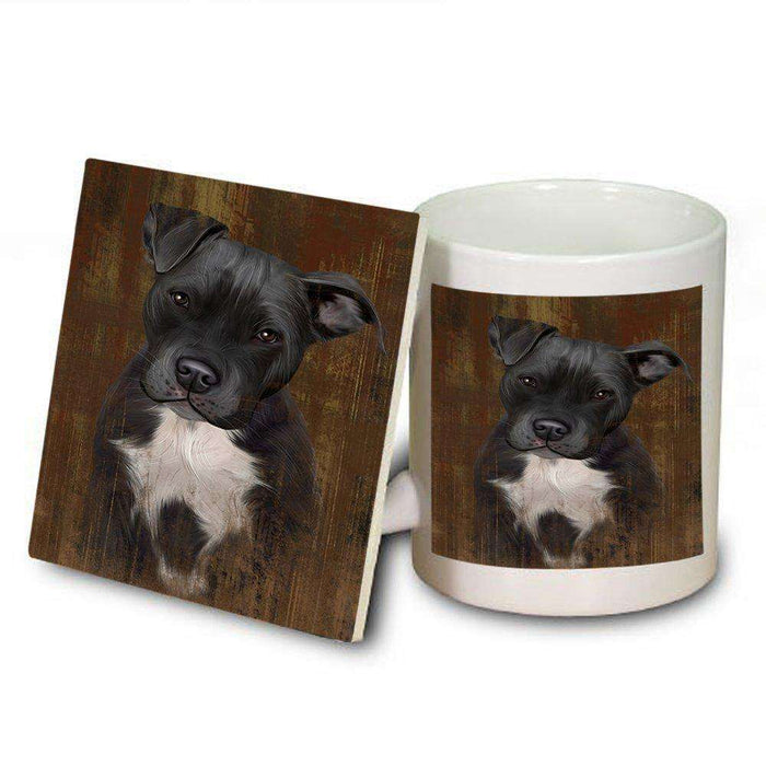 Rustic Pit Bull Dog Mug and Coaster Set MUC48228
