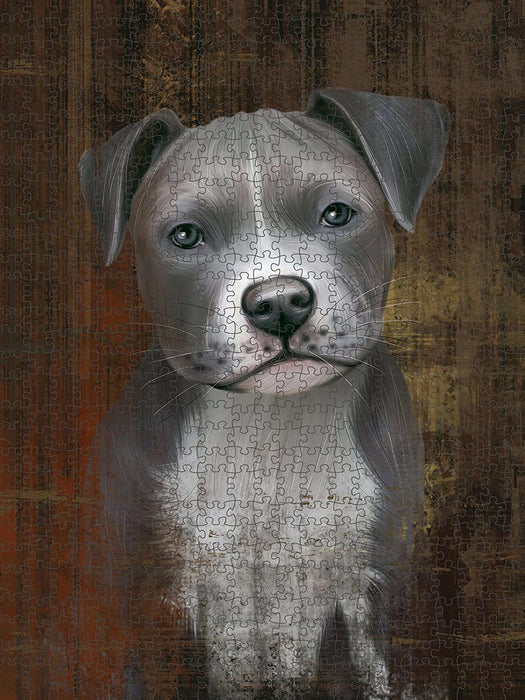 Rustic Pit Bull Dog Puzzle with Photo Tin PUZL48555