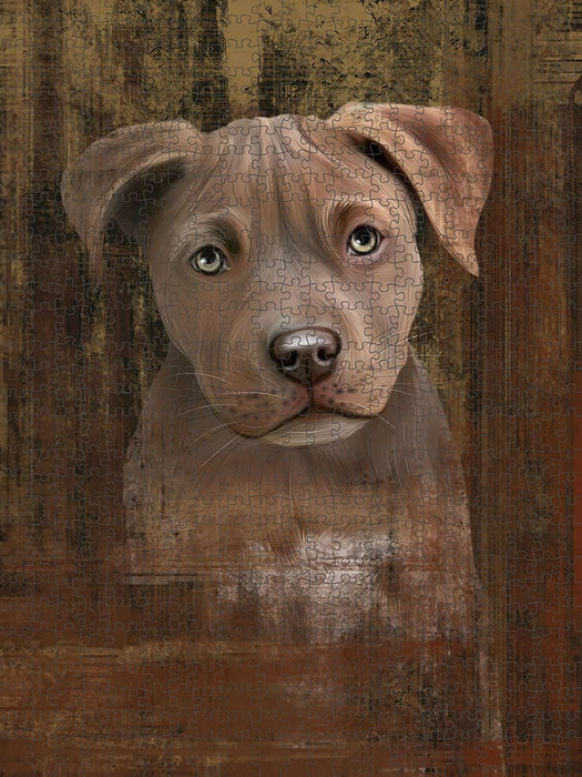 Rustic Pit Bull Dog Puzzle with Photo Tin PUZL48558