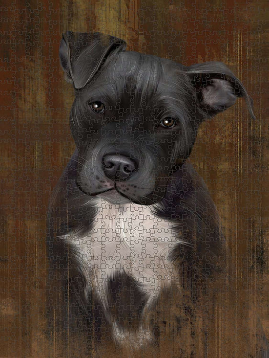 Rustic Pit Bull Dog Puzzle with Photo Tin PUZL48561
