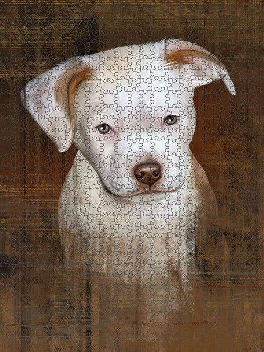 Rustic Pit Bull Dog Puzzle with Photo Tin PUZL48564