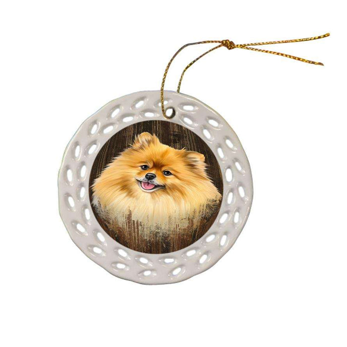 Rustic Pomeranian Dog Ceramic Doily Ornament DPOR50450