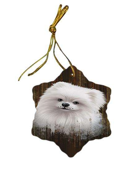 Rustic Pomeranian Dog Star Porcelain Ornament SPOR50444