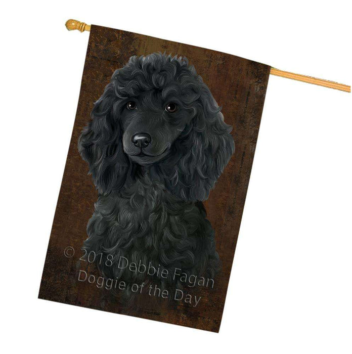 Rustic Poodle Dog House Flag FLG54666