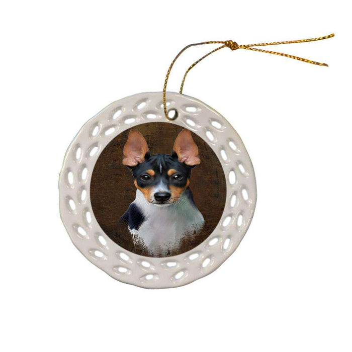 Rustic Rat Terrier Dog Ceramic Doily Ornament DPOR54470
