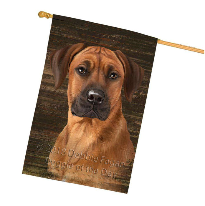 Rustic Rhodesian Ridgeback Dog House Flag FLG50482