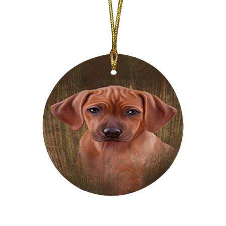 Rustic Rhodesian Ridgeback Dog Round Flat Christmas Ornament RFPOR50451