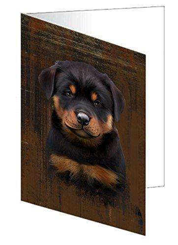 Rustic Rottweiler Dog Handmade Artwork Assorted Pets Greeting Cards and Note Cards with Envelopes for All Occasions and Holiday Seasons GCD48752