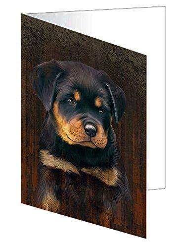 Rustic Rottweiler Dog Handmade Artwork Assorted Pets Greeting Cards and Note Cards with Envelopes for All Occasions and Holiday Seasons GCD48755