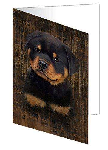 Rustic Rottweiler Dog Handmade Artwork Assorted Pets Greeting Cards and Note Cards with Envelopes for All Occasions and Holiday Seasons GCD48758