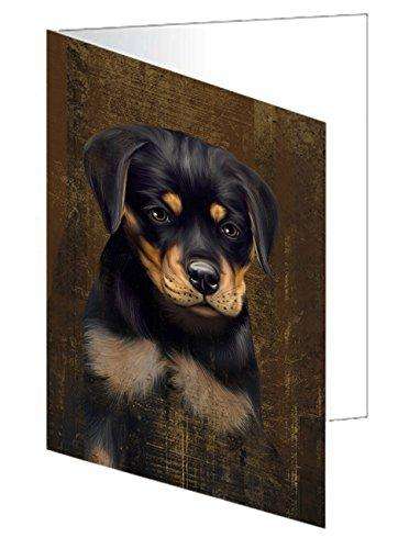 Rustic Rottweiler Dog Handmade Artwork Assorted Pets Greeting Cards and Note Cards with Envelopes for All Occasions and Holiday Seasons GCD48764