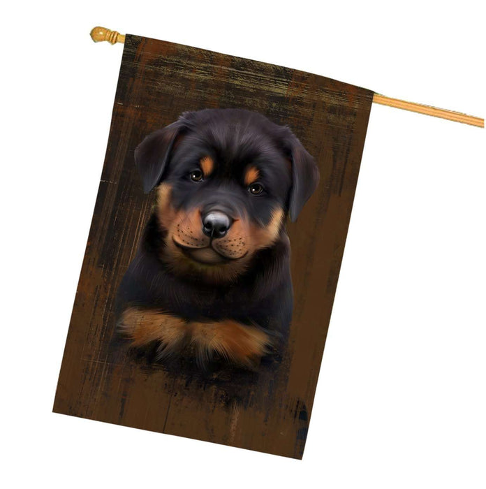 Rustic Rottweiler Dog House Flag FLG48205