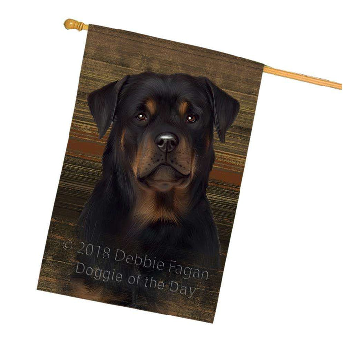 Rustic Rottweiler Dog House Flag FLG50615