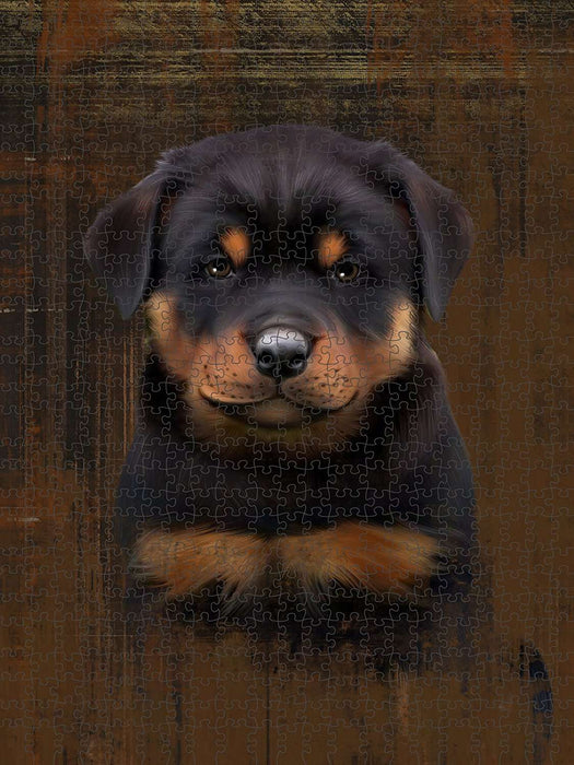Rustic Rottweiler Dog Puzzle with Photo Tin PUZL48627