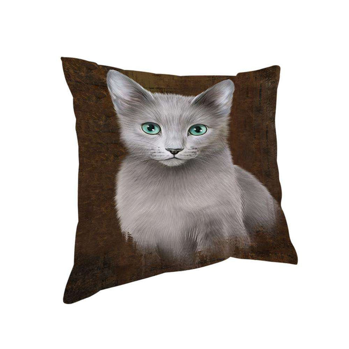 Rustic Russian Blue Cat Pillow PIL74516