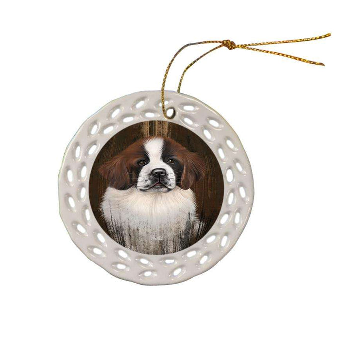 Rustic Saint Bernard Dog Ceramic Doily Ornament DPOR50466