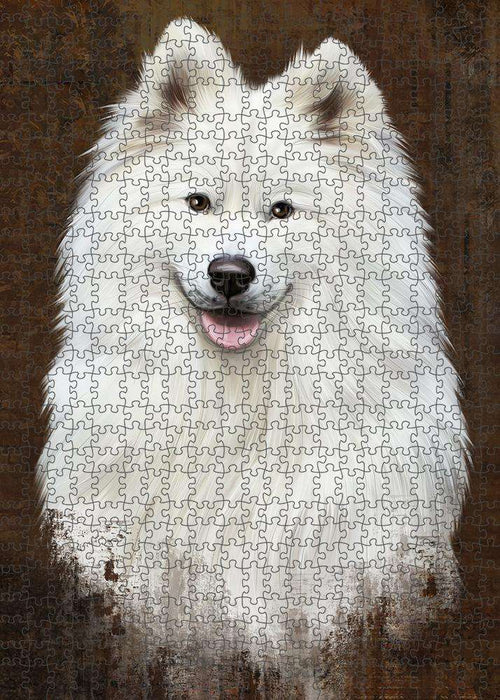 Rustic Samoyed Dog Puzzle with Photo Tin PUZL85056