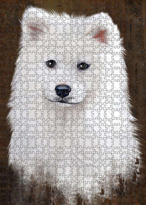 Rustic Samoyed Dog Puzzle with Photo Tin PUZL85060