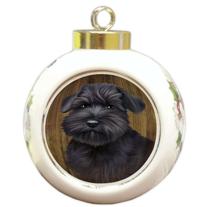 Rustic Schnauzer Dog Round Ball Christmas Ornament RBPOR50474