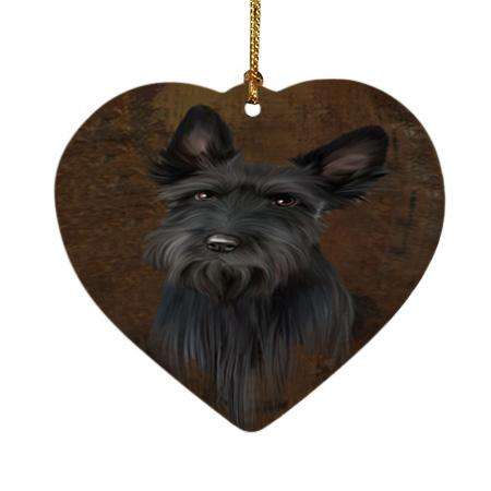 Rustic Scottish Terrier Dog Heart Christmas Ornament HPOR54477