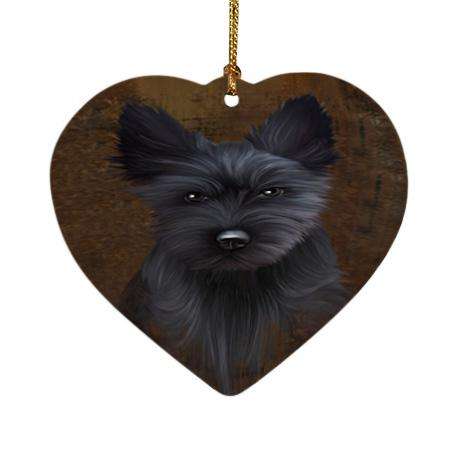 Rustic Scottish Terrier Dog Heart Christmas Ornament HPOR54478