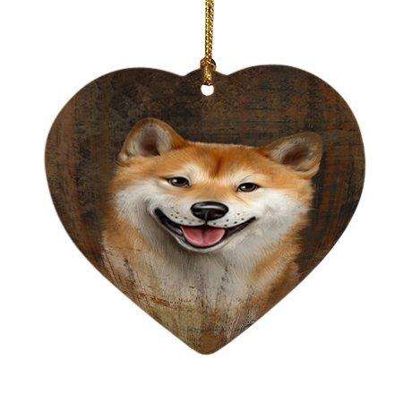 Rustic Shiba Inu Dog Heart Christmas Ornament HPOR48238
