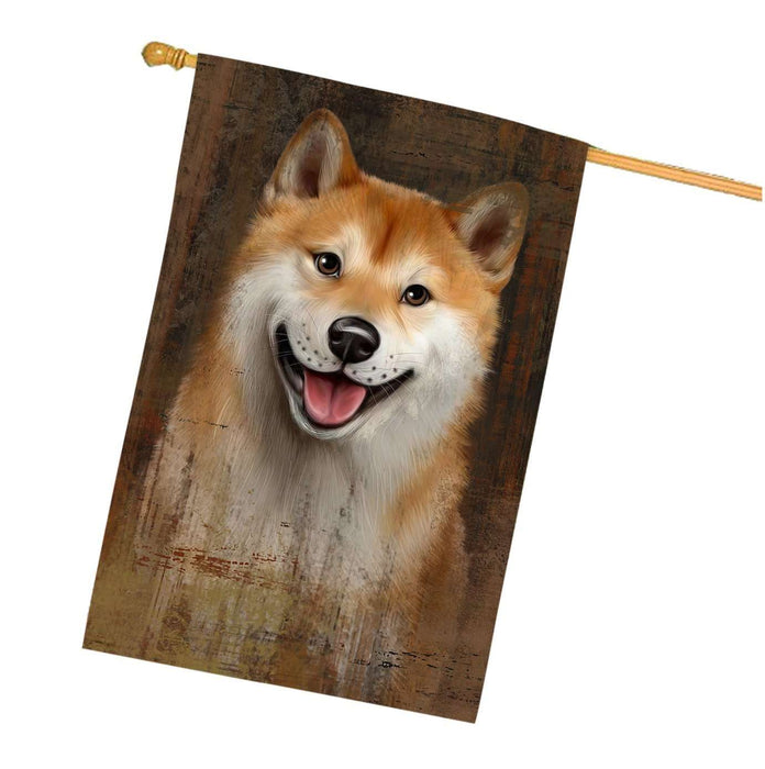 Rustic Shiba Inu Dog House Flag FLG48386