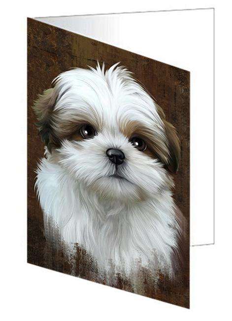 Rustic Shih Tzu Dog Handmade Artwork Assorted Pets Greeting Cards and Note Cards with Envelopes for All Occasions and Holiday Seasons GCD67466