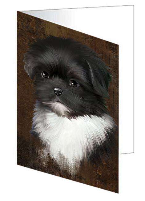 Rustic Shih Tzu Dog Handmade Artwork Assorted Pets Greeting Cards and Note Cards with Envelopes for All Occasions and Holiday Seasons GCD67469