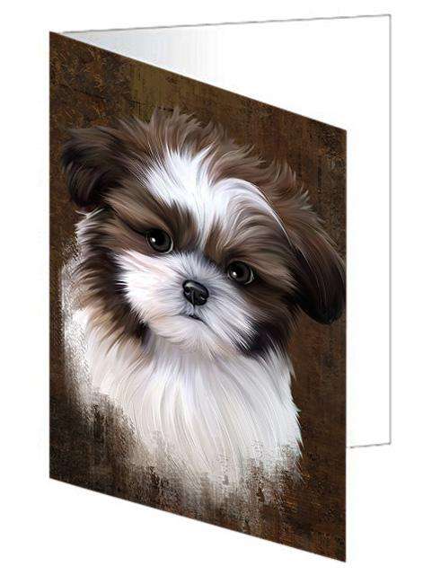 Rustic Shih Tzu Dog Handmade Artwork Assorted Pets Greeting Cards and Note Cards with Envelopes for All Occasions and Holiday Seasons GCD67472
