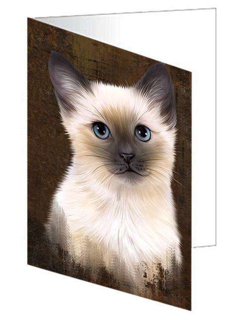 Rustic Siamese Cat Handmade Artwork Assorted Pets Greeting Cards and Note Cards with Envelopes for All Occasions and Holiday Seasons GCD67478