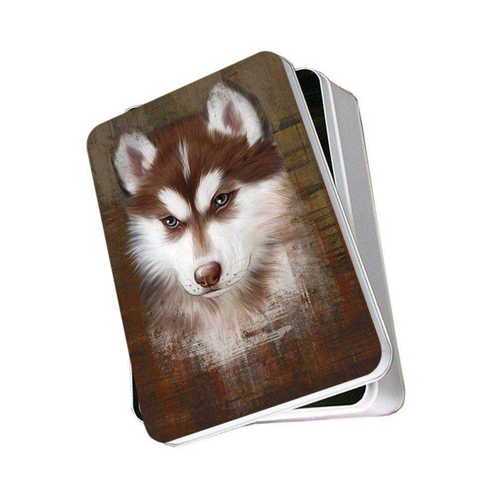 Rustic Siberian Husky Dog Photo Storage Tin PITN48266